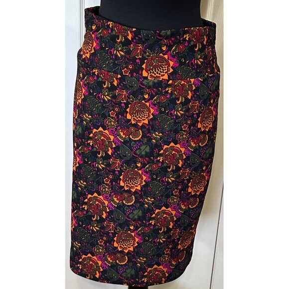 Women's LuLaRoe Floral Straight & Pencil Midi Skirt Polyester Blend Size Large - Picture 2 of 12